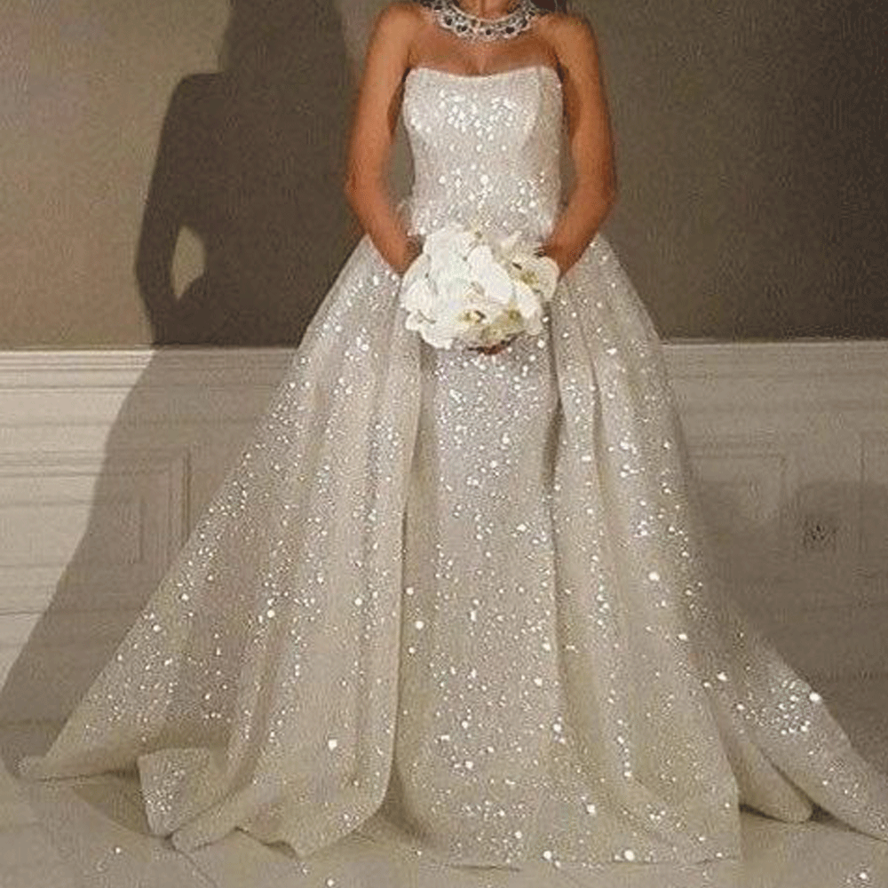 sparkly wedding dresses with detachable ...